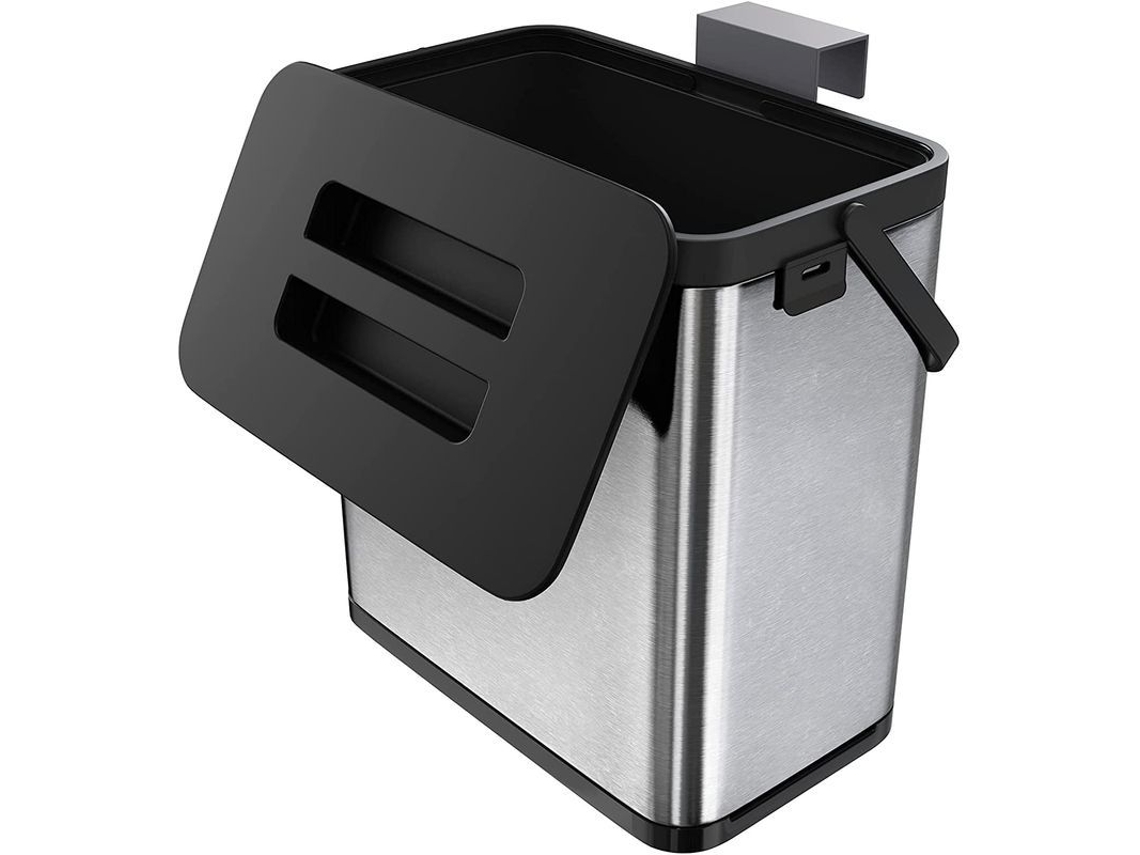 Cubo De Basura De Pared Para Cocina, Acero Inoxidable, Antifiltro, 3 Litros, Colgante, Con Puerta De Armario Retráctil.