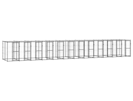 vidaXL Perrera de exterior de acero con techo 29,04 m²