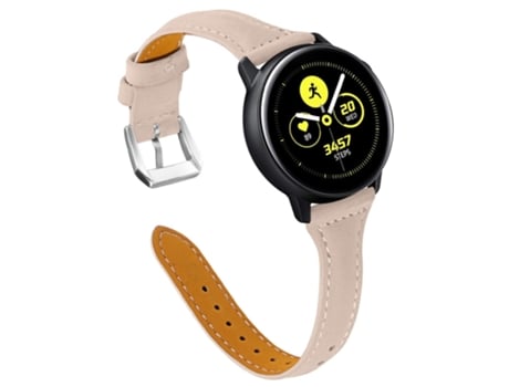 Correa de piel auténtica 20mm para Samsung Galaxy Watch Active/Active 2/Gear S3 Classic/S3 Frontier/Huami Amazfit Youth Edition/Sport Edition - beige