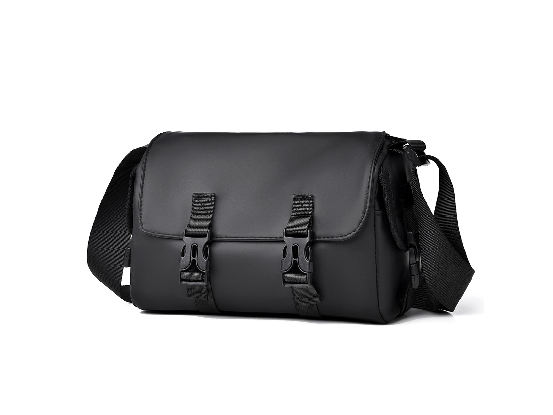 Bolso bandolera pequeño para hombre, negro e impermeable, de diseño sencillo y elegante con amplia capacidad.