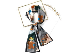 2026-bufanda De Seda De Morera 100% Para Mujer, Bandana De Cuello 150x15cm Pintura Paisajística Negro