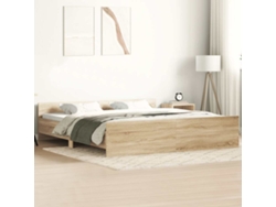 Estructura De Cama Con Cabecero Piecero Roble Sonoma 200x200 Cm