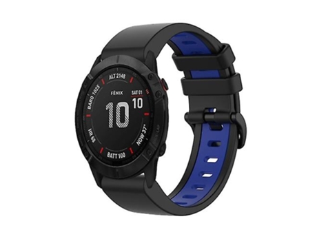 Correa para reloj deportivo Garmin Fenix de silicona de 6x26mm, bicolor, negro y azul VENISYMLIS