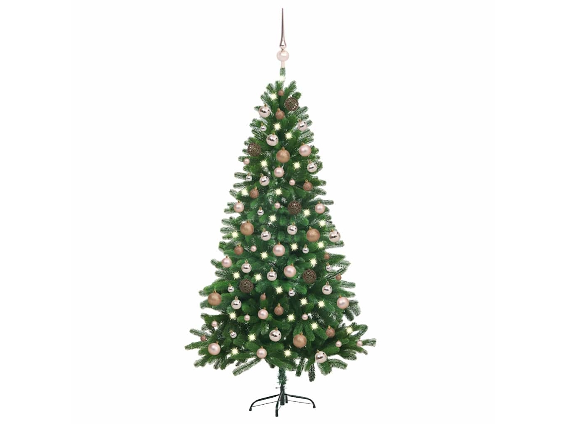Árbol de Navidad preiluminado VIDAXL con luces y bolas verde (180 cm)
