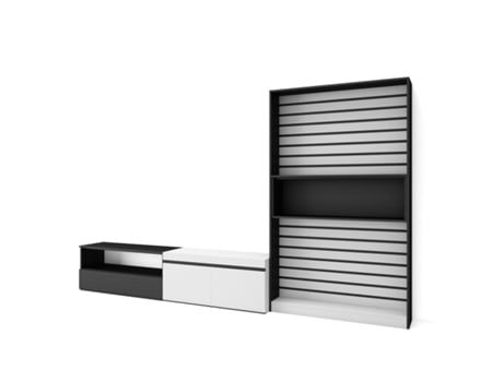 Muebles de Salón para TV SKRAUT HOME Para TV hasta 80", Mueble Televisión, Blanco y Negro (310x186x35 cm)