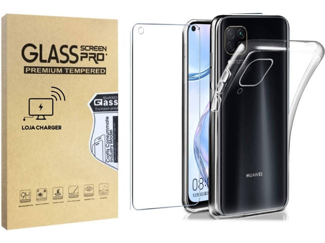 Funda y Protector Cristal Templado Huawei P40 Lite LOJA CHARGER Transparente