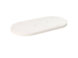 Tablero De Mesa Ovalado Madera Maciza Pino Blanco 70x35x2,5 Cm