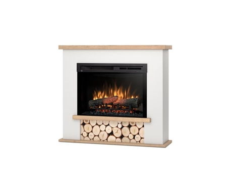 Chimenea eléctrica LED de pie TULA 26' Blanco mate / Roble claro 100 x 88 x 28 OUTINFIRE