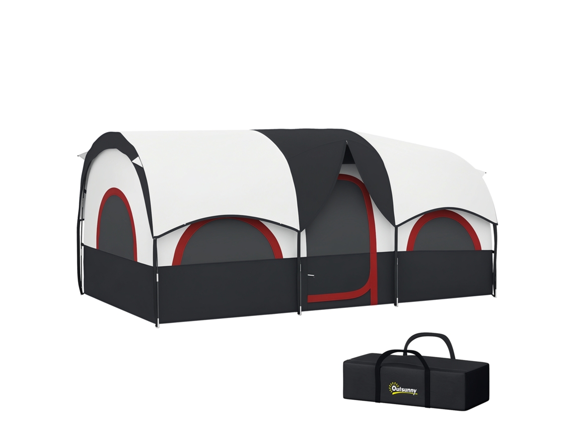 Tienda De Campaña Familiar Para 4 Personas Impermeable Con Dormitorios Independientes 435x251x195 Cm Gris Y Blanco