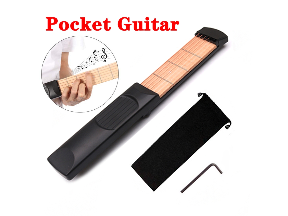 Brazo de práctica de guitarra de bolsillo, herramienta para practicar acordes con 4 trastes Eifson (negro)