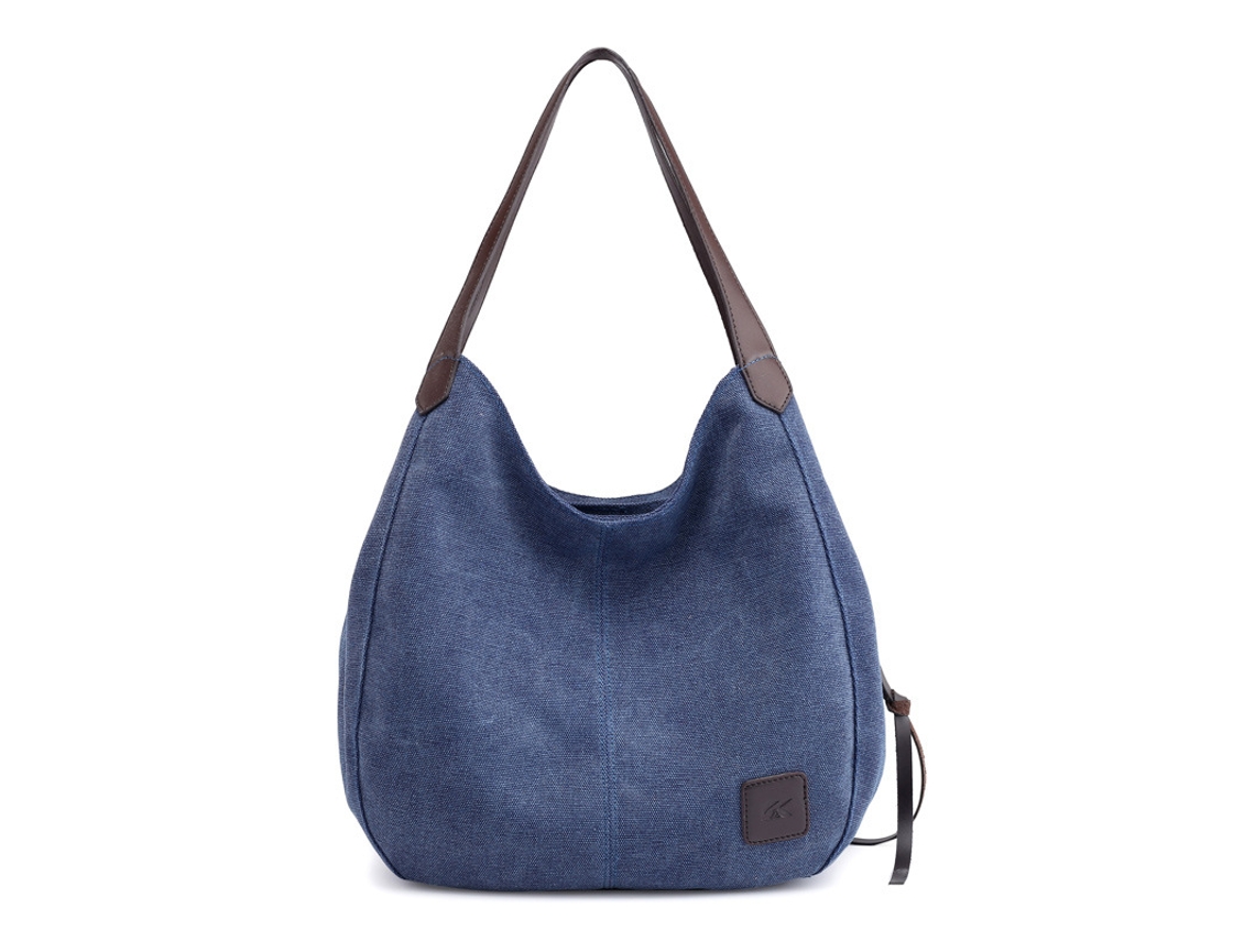 Bolso de hombro para mujer con múltiples bolsillos, bolso de lona azul oscuro Siurn
