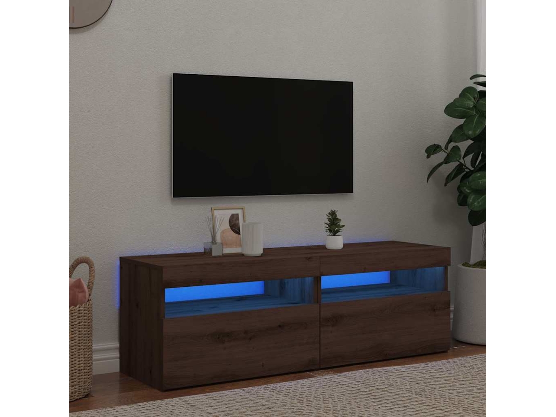 Muebles Tv Con Luces Led 2 Uds Madera Ingeniería Roble Artisan