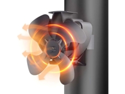 Ventilador para estufa de leña, 4 aspas silenciosas fijadas al tubo, con 2 imanes y 1 anillo de repuesto, para chimenea/gas/pellets