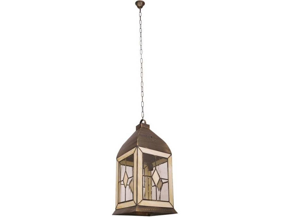 Lámpara de Techo FABRILAMP Califa (Transparente, Beige - E27 - Máx. 60W - Cristal - Metal)