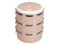 Fiambrera portátil de acero inoxidable 304, tres capas, rosa nórdico