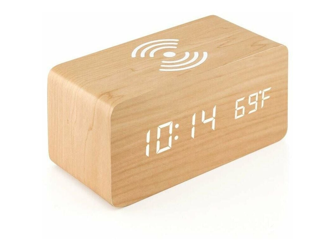 Reloj Despertador Con Cargador Inalámbrico Y Pantalla De Temperatura