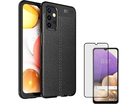 Funda y Protector Samsung Galaxy A32 5G Rugged Leather Negro