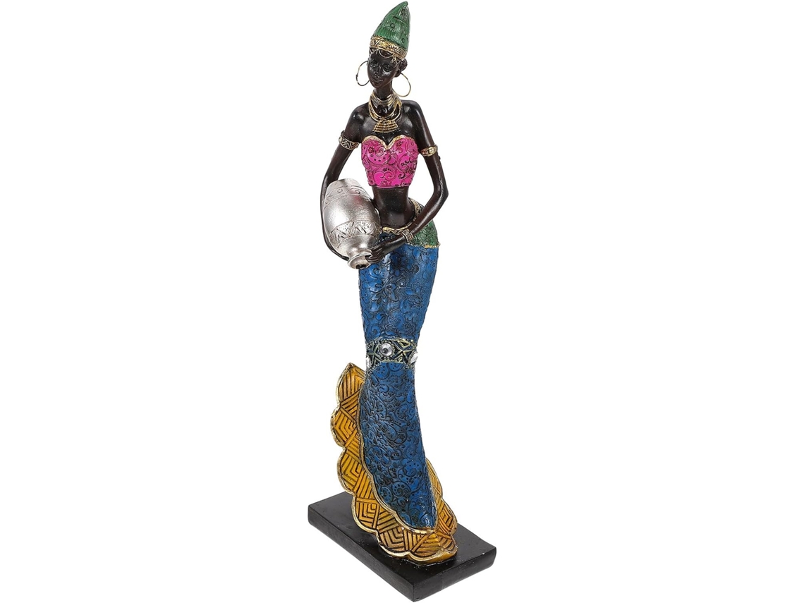 Figura Africana Resina Elegante Decoración Interiores Diseño Refinado Escaparates Ambientes Festivos