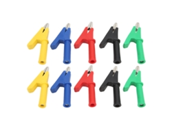 Pinza de cocodrilo aislada de 4 mm, apertura de 10 mm, 10A, roja, negra, amarilla, azul, verde | Sin marca