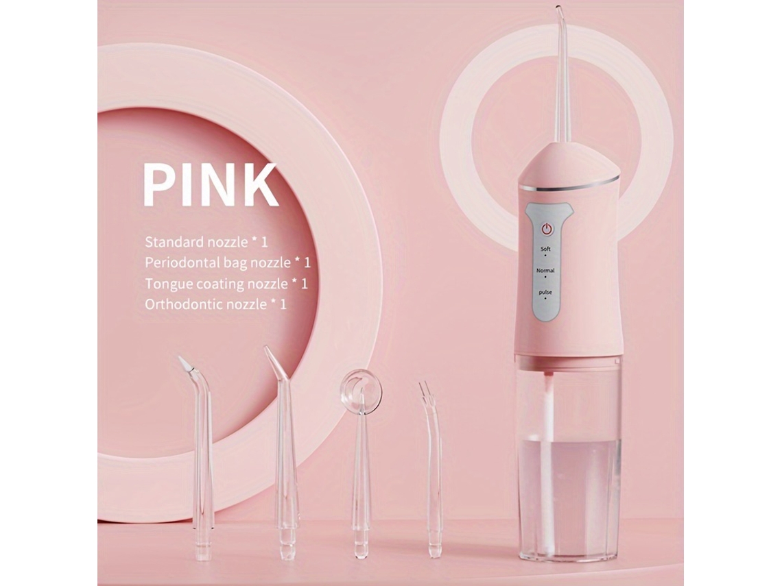 Irrigador bucal eléctrico portátil MDUG para higiene bucal en casa (rosa)
