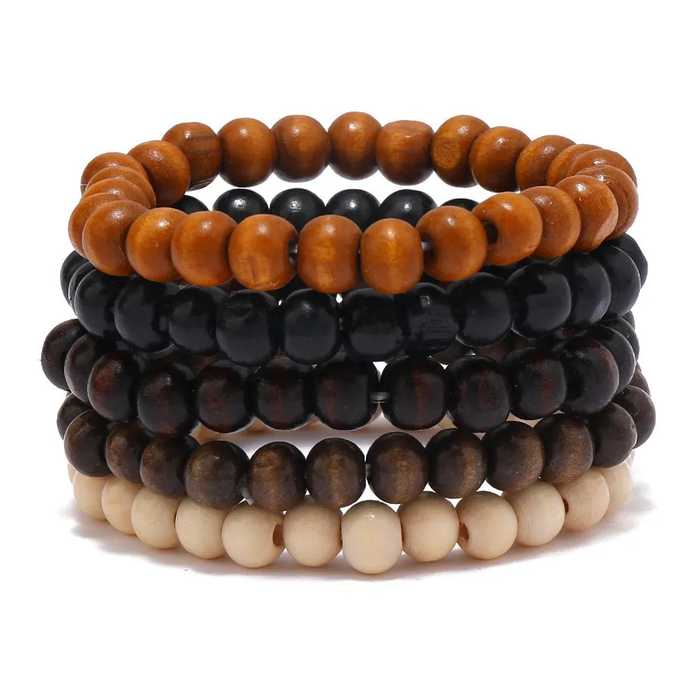 Pulsera De Cuentas De Madera, Pulsera Con Cruz Del Árbol De La Vida Para Meditación Y Yoga