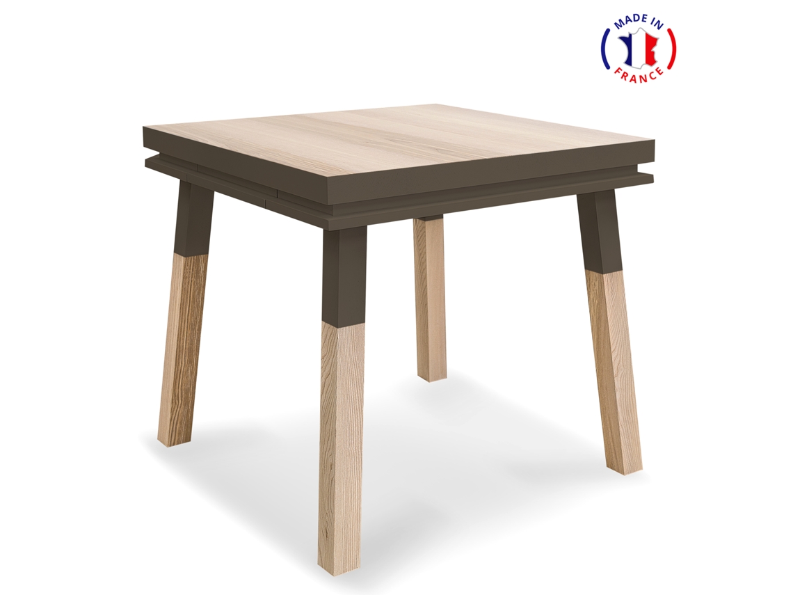 Mesa de Comedor Cuadrada MON PETIT MEUBLE FRANÇAIS con 1 Cajón (Gris Moscada - Madera - 80 x 75 x 80 cm)