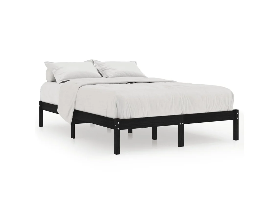 Maison Exclusive - Estructura De Cama Doble Sin Colchón Madera Maciza Negro
