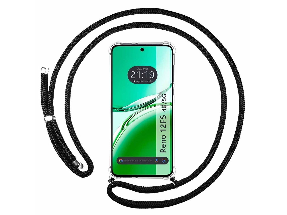 Funda Suspensa para Oppo Reno 12Fs 4G / 12 Fs 5G TUMUNDOSMARTPHONE Silicona Negro