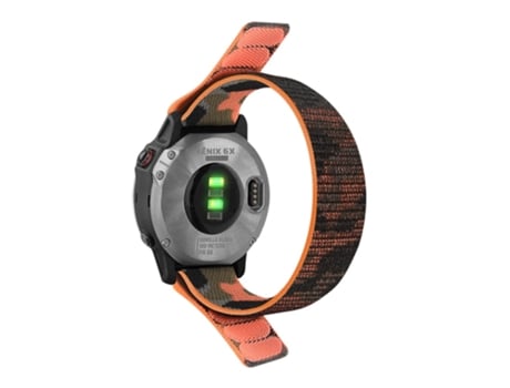 Correa de nailon ajustable con lazo para Garmin Descent G1/Fenix 7/6 Pro/5 Plus - camuflaje naranja