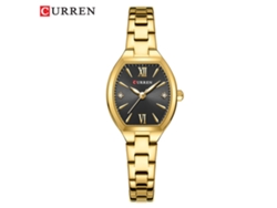 Reloj de pulsera impermeable para mujer con forma de tonel (negro y dorado), informal y sencillo, con números romanos y movimiento de cuarzo.