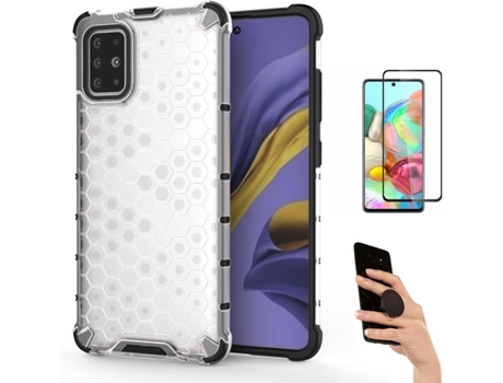 Kit Carcasa Y Protector Samsung A51 Fullcover Rumble Y Popsocket