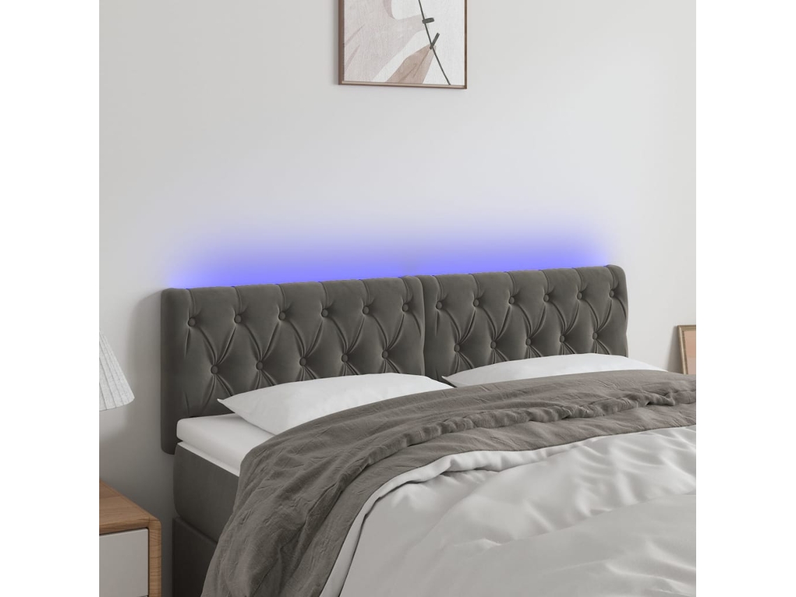 Cabecero Con Led De Terciopelo Gris Oscuro 144x7x78/88 Cm