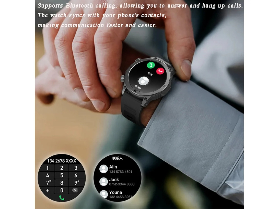 Reloj inteligente con Bluetooth, llamadas, frecuencia cardíaca, oxígeno en sangre, presión arterial, monitoreo de salud y múltiples modos de deportes electrónicos. Yizhood