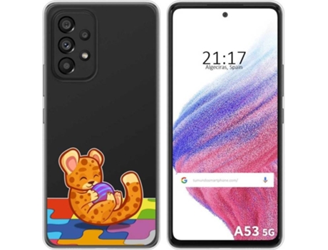 Carcasa para Samsung Galaxy A53 5G TUMUNDOSMARTPHONE Dibujos Transparente Leopardo Multicolor