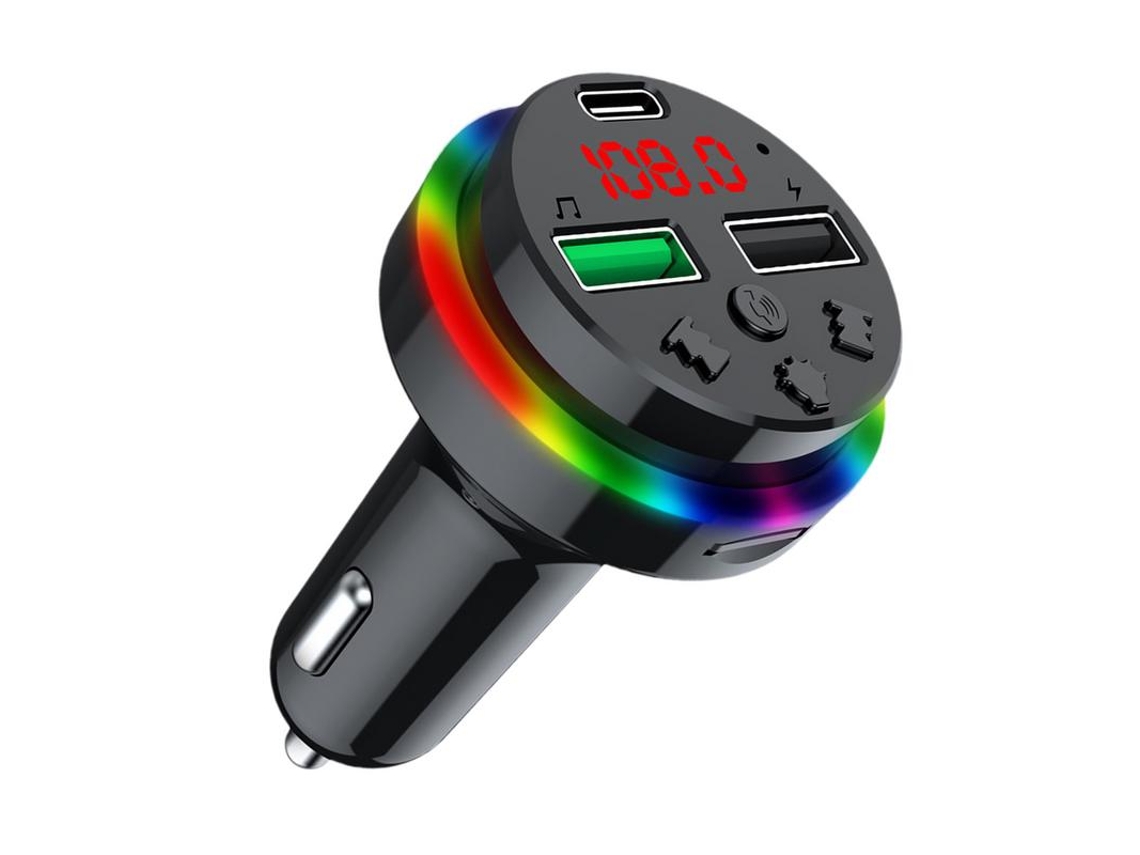 Transmisor de FM YIZHOOD F15 Adaptador de cargador estable Luz LED Temperatura inteligente inalámbrica negro