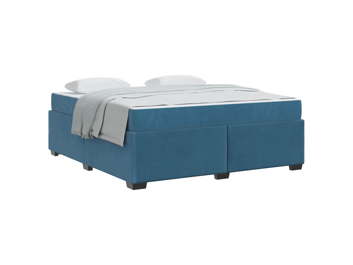Maison Exclusive - Estructura De Cama Con Colchón Azul Oscuro 180 X 200 Cm Tela