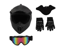 Conjunto de casco todoterreno de alta velocidad 2026, negro, XL, ABS, transpirable, ajustable, con gafas, visera y guantes para motocicleta y karting.