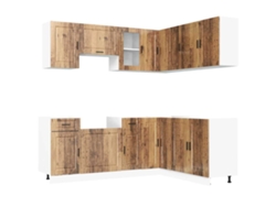 Conjunto de 11 gabinetes de cocina de madera antigua MAISON EXCLUSIVE