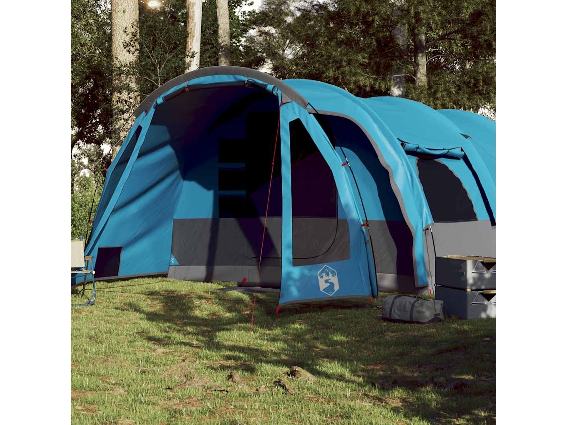 Tienda de campaña tipo túnel familiar para 8 personas, impermeable, azul.