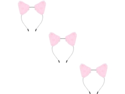 Diadema De Aros Con Orejas De Zorro Rosa De 3 Piezas, Adorable Para Fiestas Y Cosplay.