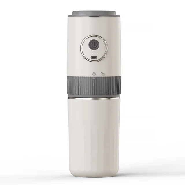 Cafetera expreso eléctrica portátil Eifson con molinillo integrado y minitaza para preparar café filtrado (blanca)