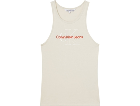 Camiseta sin Mangas de Mujer CALVIN KLEIN JEANS Sin Mangas Two Tone Beige (S)