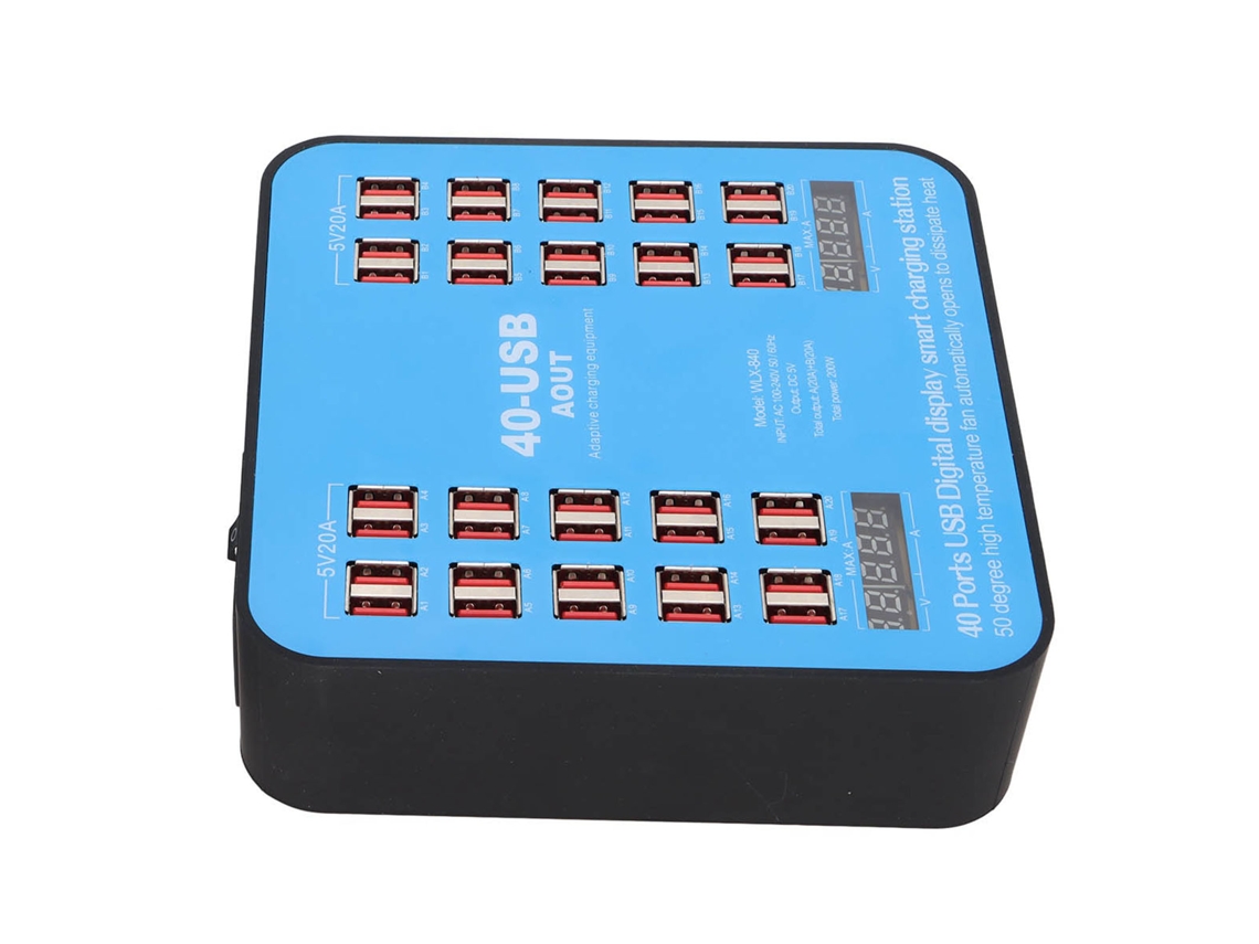 Estación De Carga Usb Multipuerto Wlx-840 De 40 Puertos Y 200 W Para Teléfonos Móviles Y Tabletas (enchufe Británico)