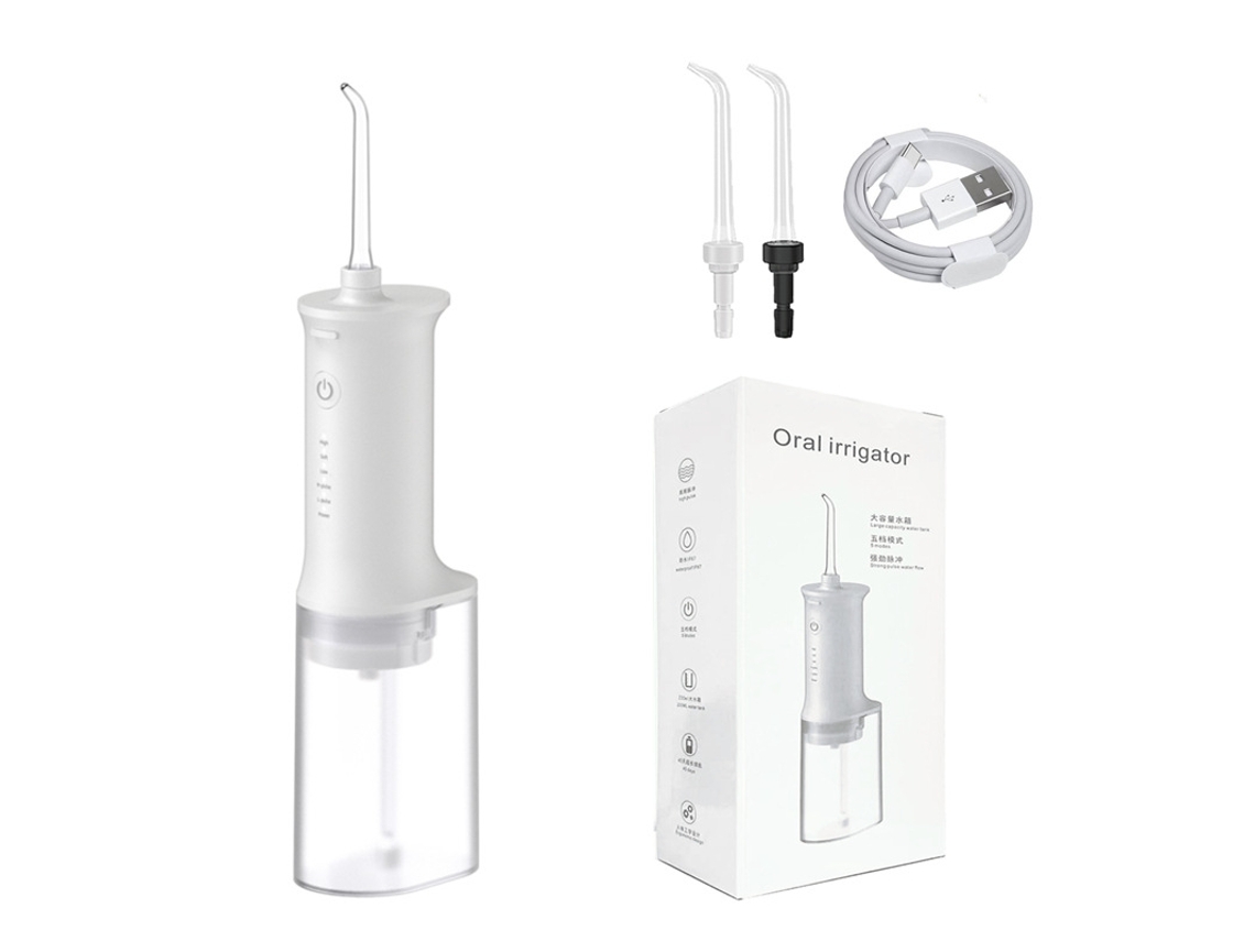 Irrigador bucal de hilo dental portátil de alta presión para eliminación de manchas y cálculos-F305 2 boquillas DIGITALLAB