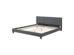 Cama de matrimonio CORIUM (210 x 189 x 78 cm - Piel sintética - Gris)