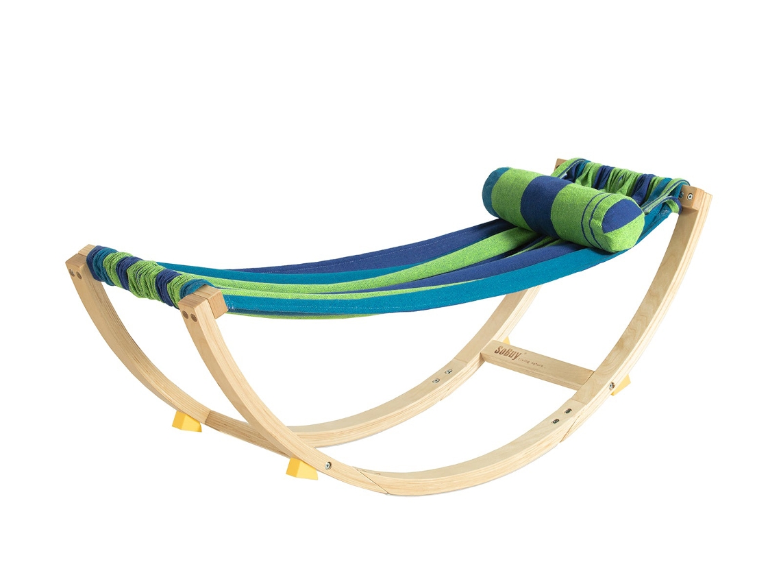 Hamaca para Bebés SOBUY (Azul, Verde - Madera - 120x46x36 cm)