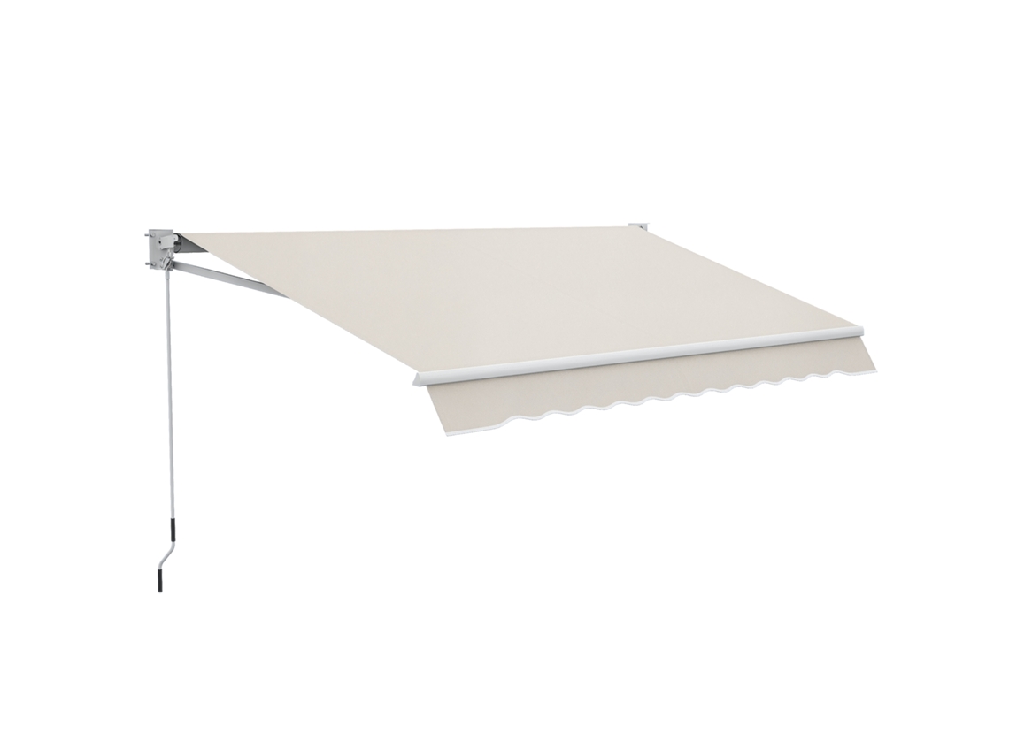 Toldo Mural Manual De 200x295 Cm, Aluminio, Poliéster, Protección Uv50, Blanco.