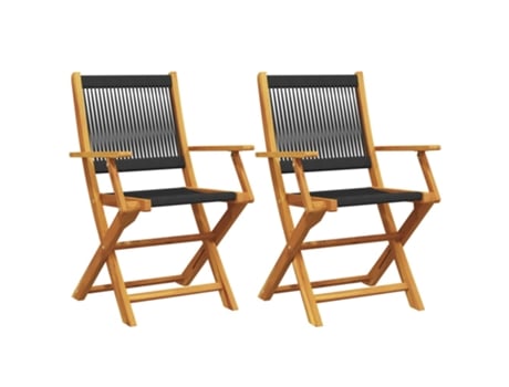 Conjunto 2 Silla De Jardín VIDAXL Negro Madera de acacia