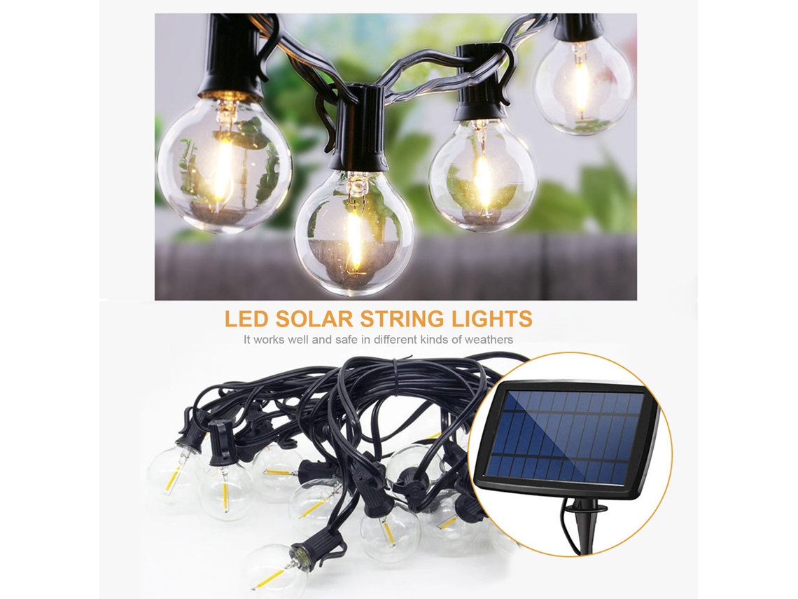 25 Luces Led Solares De Color Blanco Cálido, Resistentes A La Intemperie, Ideales Para Jardín, Patio, Fiestas, Bodas Y Uso En Exteriores.