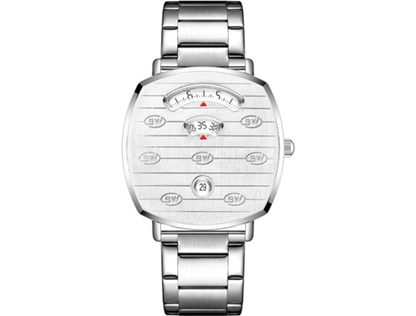 VEANXIN Reloj de pulsera cuadrado de acero inoxidable resistente al agua-Plata